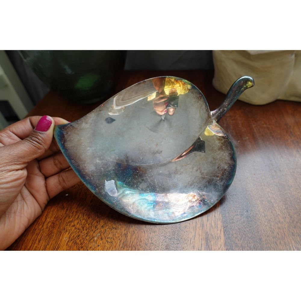 Vintage F.B. Rogers Silver Co. 1883 silver plate leaf shape footed tray